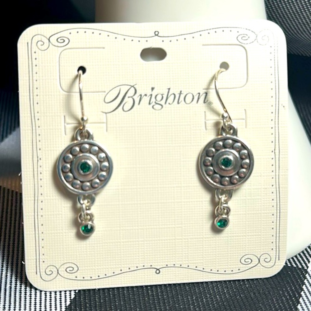 Brighton collectibles earrings Pebble Dot Emerald green New!